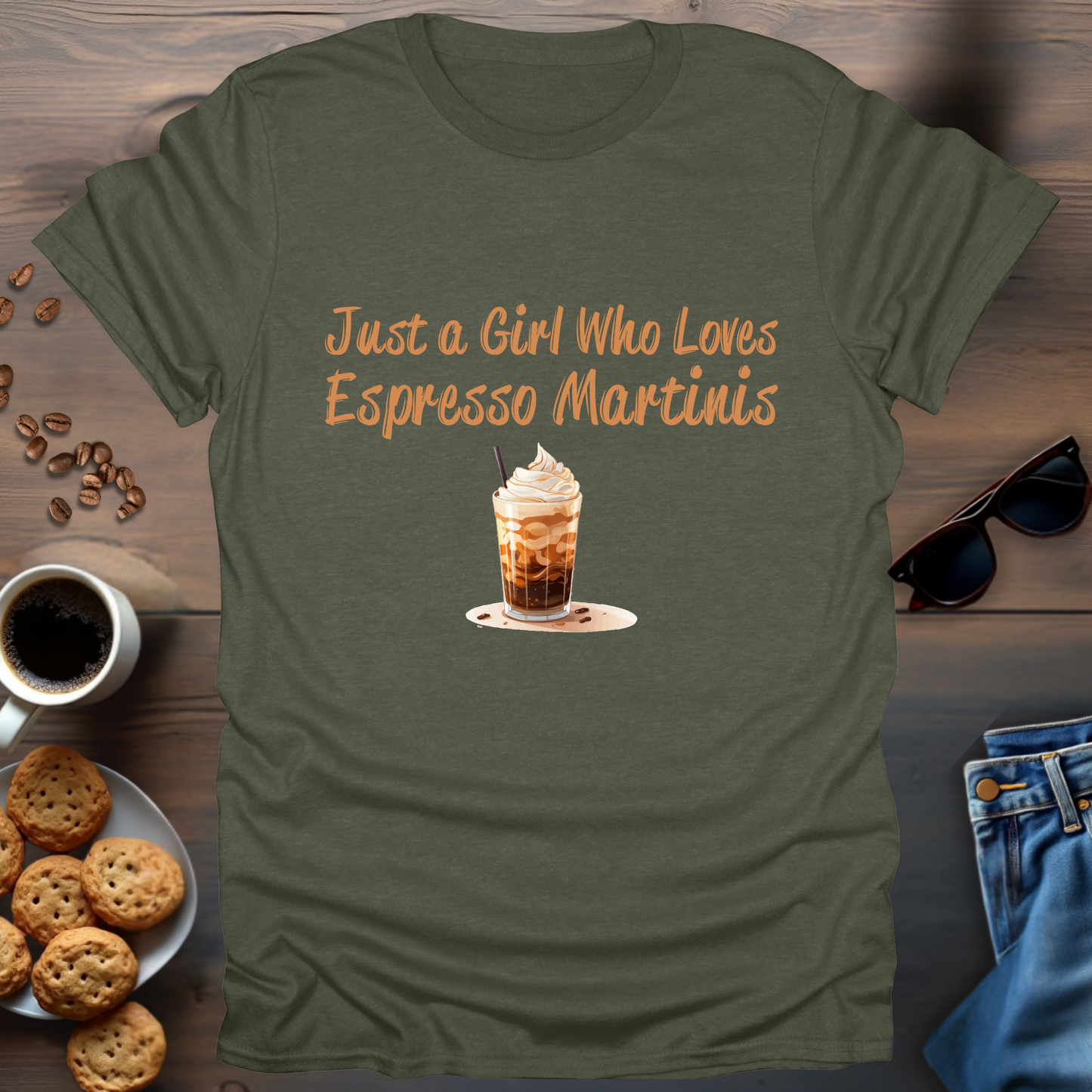 Just a Girl Who Loves Espresso Martinis in a glass T-Shirt