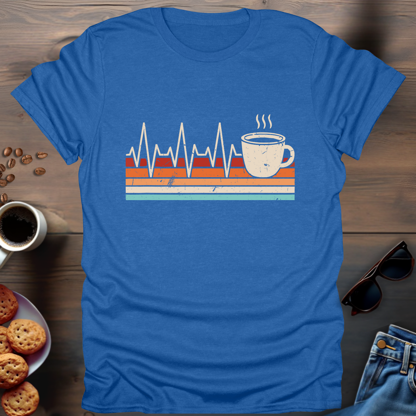 Coffee Retro Heart Beat 2 T-Shirt