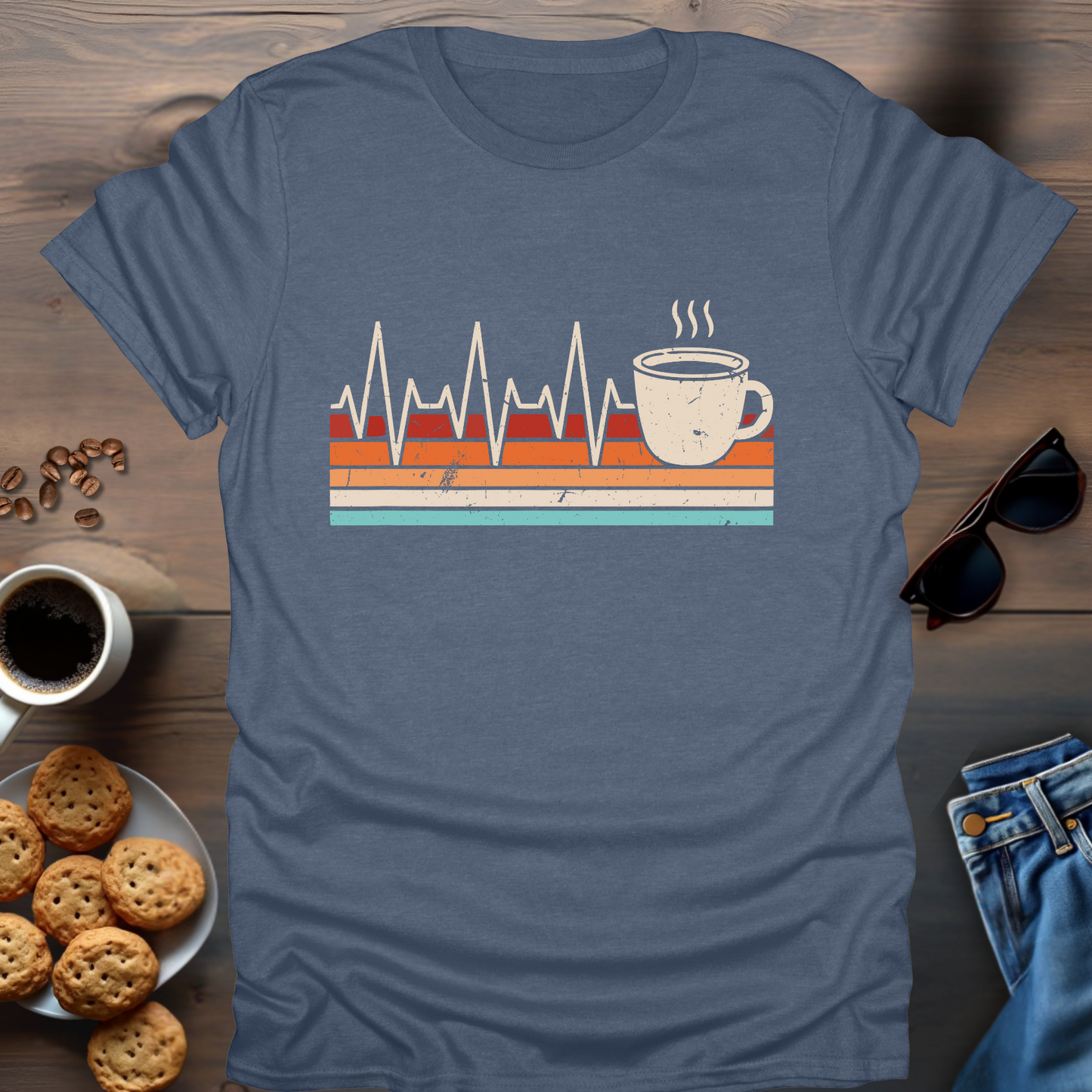 Coffee Retro Heart Beat 2 T-Shirt