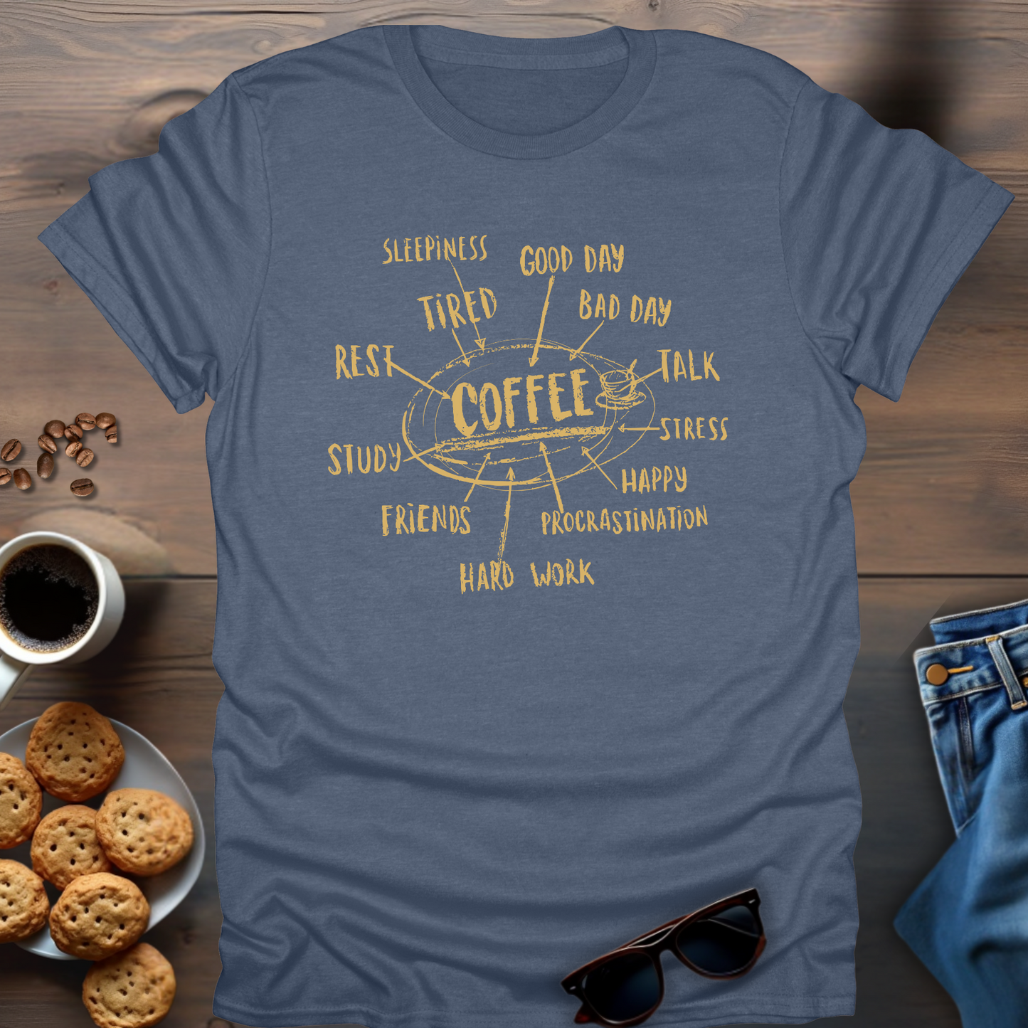 Coffee Addict Mind Map T-Shirt