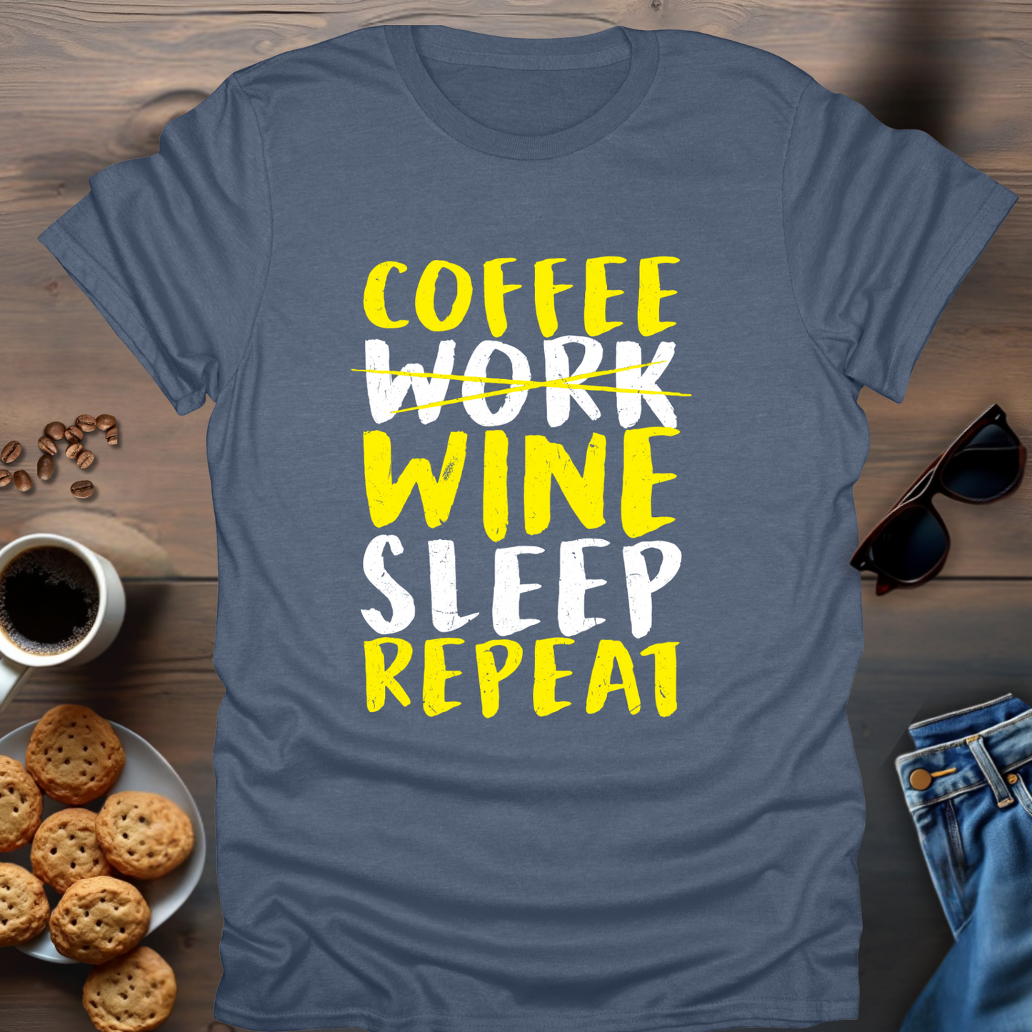 Coffee Work Wine Sleep Repeat T-Shirt