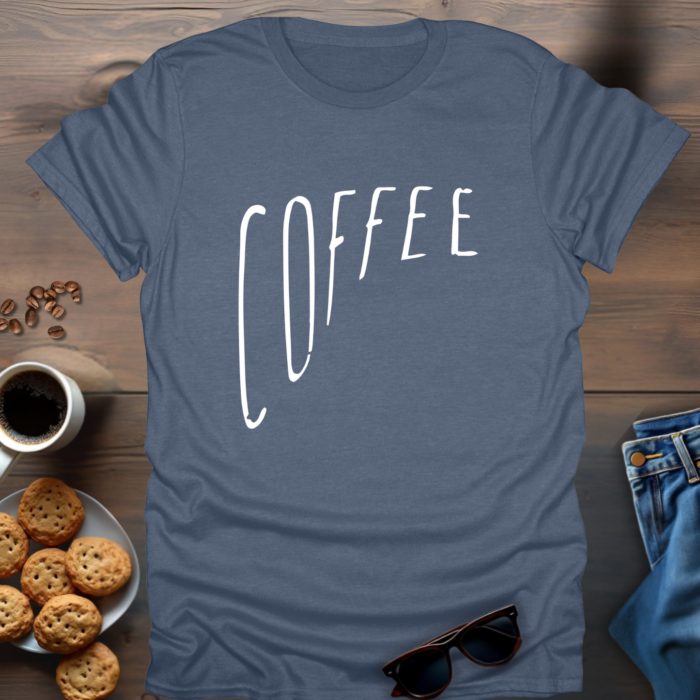 Coffee Big to Small Writing T-Shirt