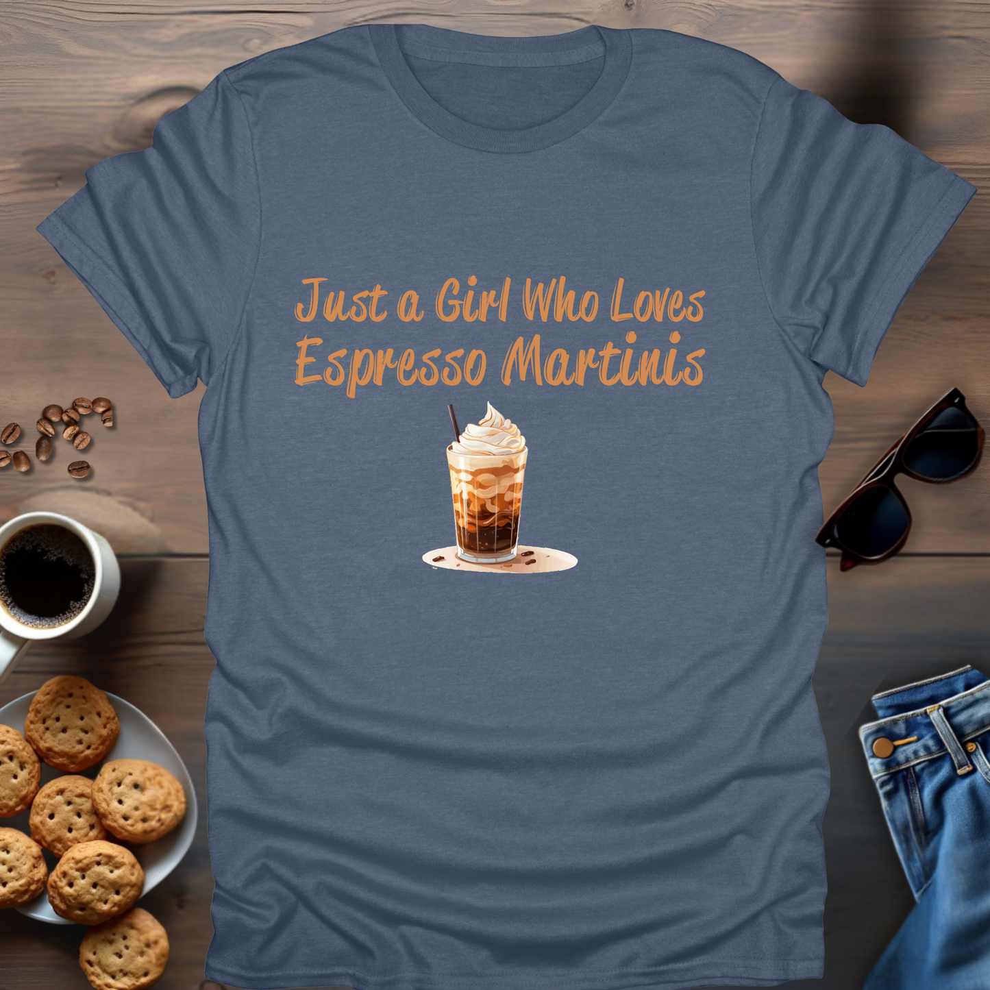 Just a Girl Who Loves Espresso Martinis in a glass T-Shirt