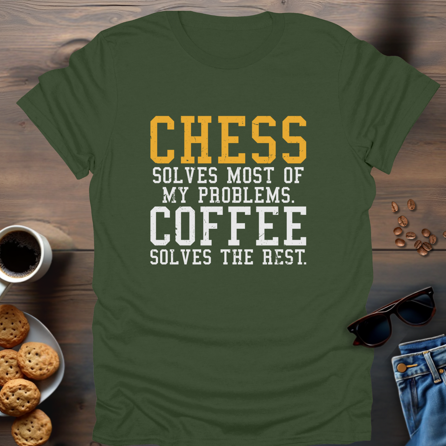 Chess Solves Most Of My Problems. Coffee Solves The Rest T-Shirt