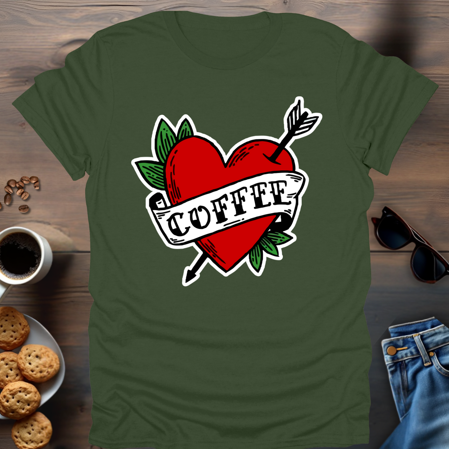 Coffee Heart Arrow T-Shirt