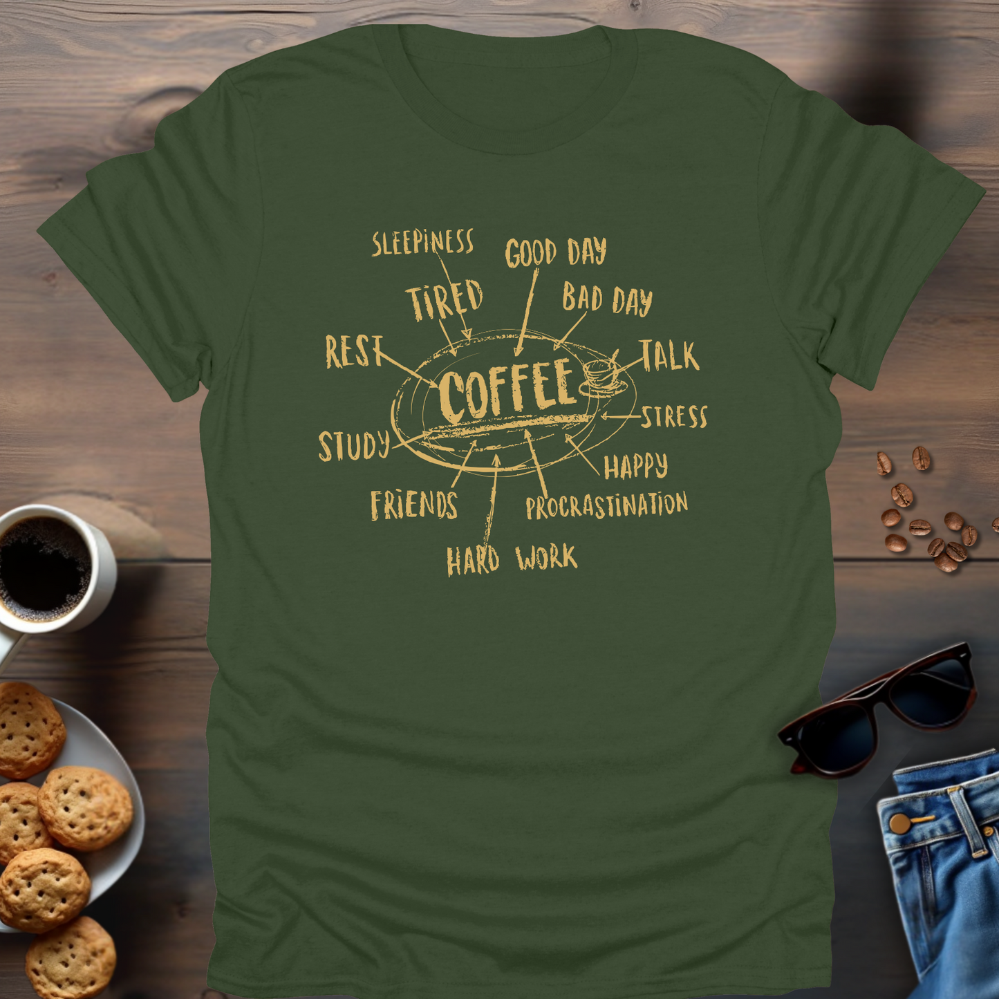 Coffee Addict Mind Map T-Shirt