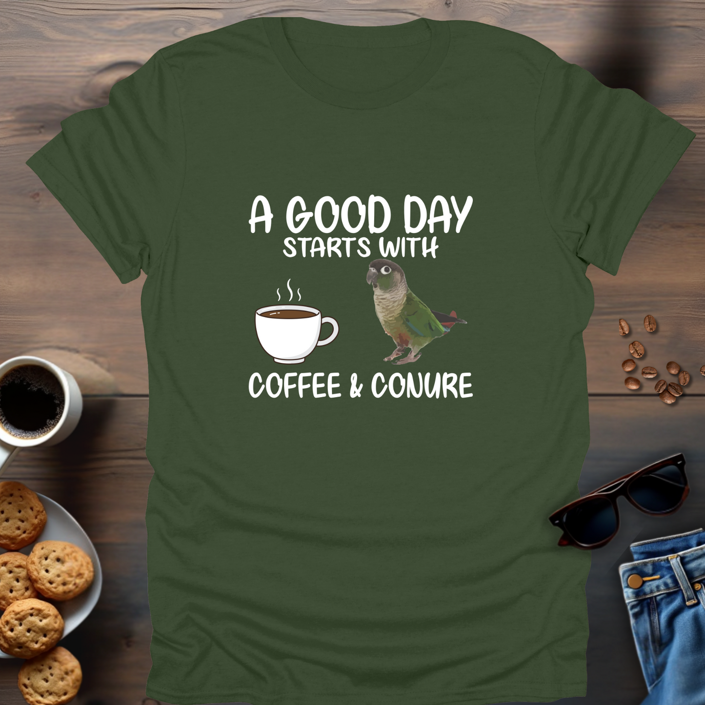 A good day starts with coffee & conure T-Shirt