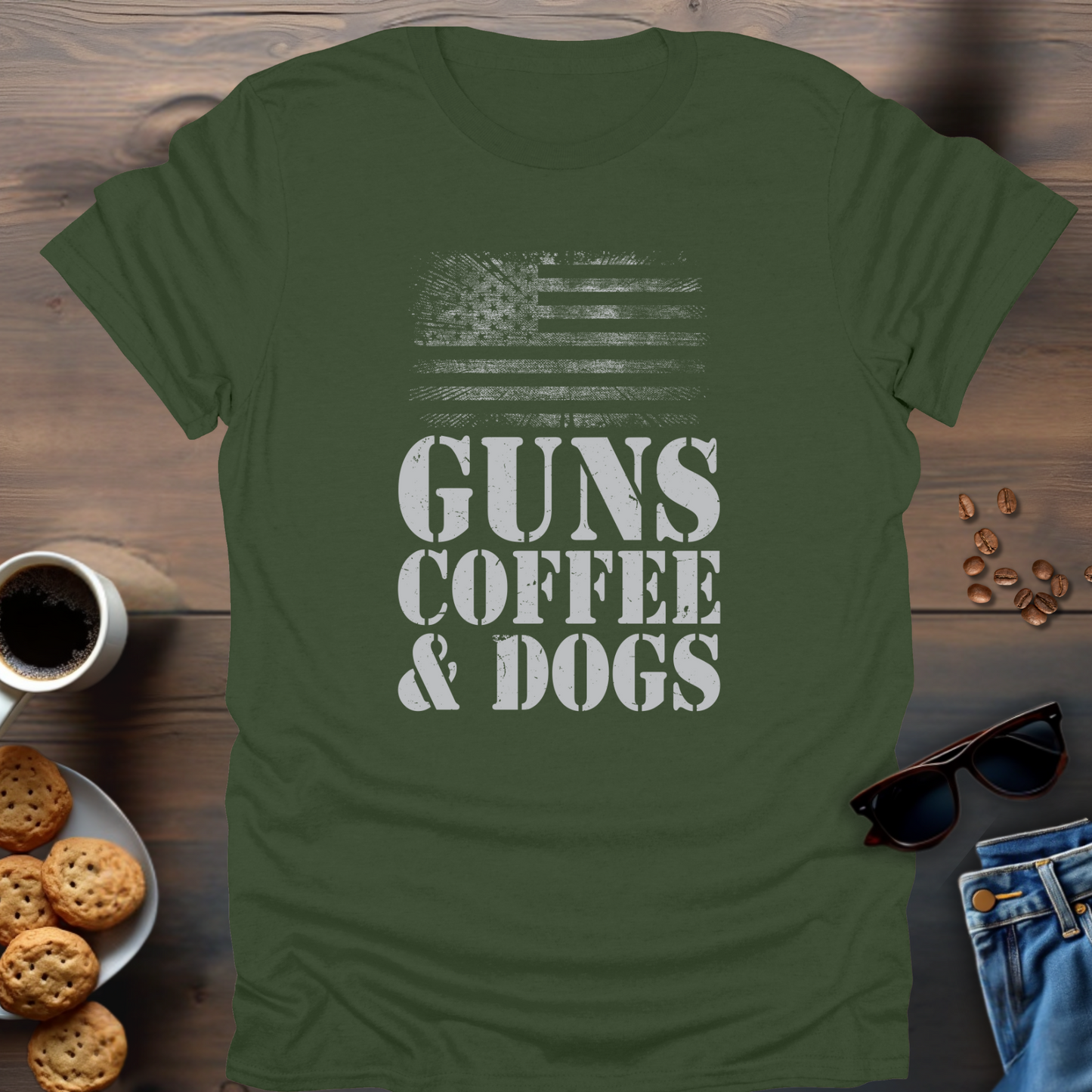 Guns Coffee & Dogs T-Shirt