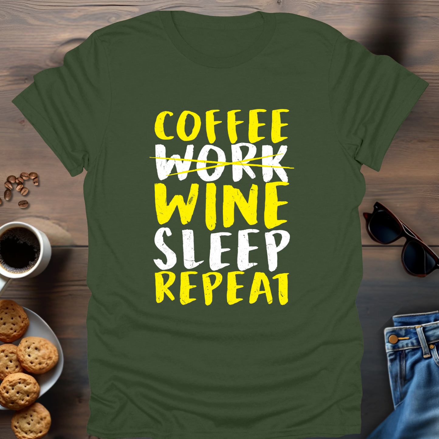 Coffee Work Wine Sleep Repeat T-Shirt