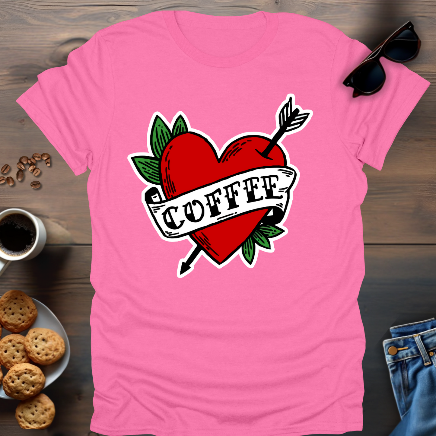 Coffee Heart Arrow T-Shirt