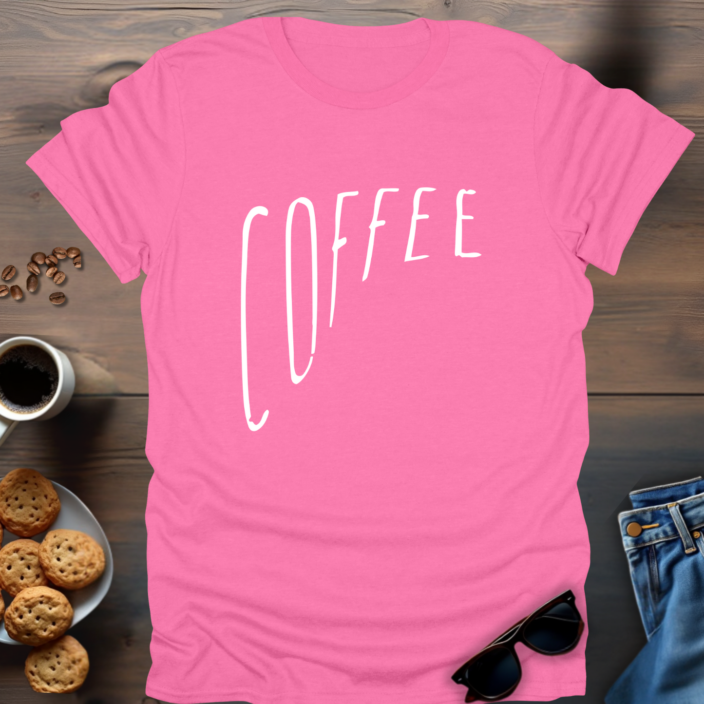 Coffee Big to Small Writing T-Shirt