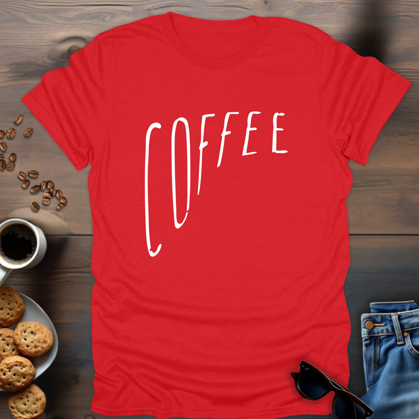 Coffee Big to Small Writing T-Shirt