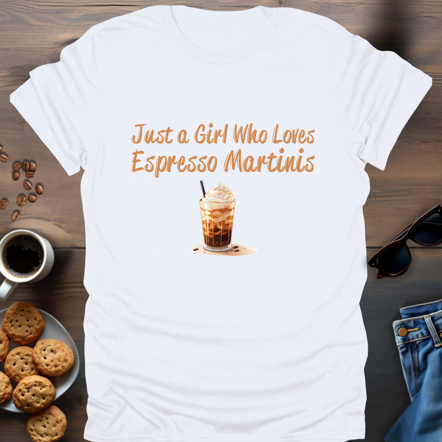 Just a Girl Who Loves Espresso Martinis in a glass T-Shirt