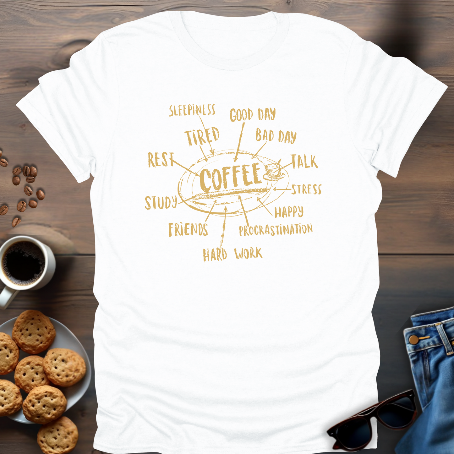 Coffee Addict Mind Map T-Shirt