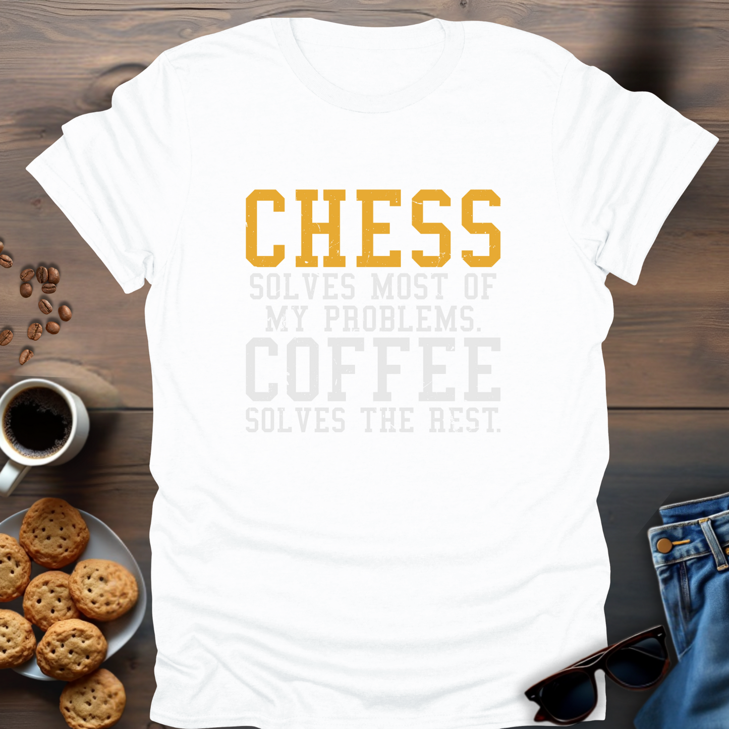 Chess Solves Most Of My Problems. Coffee Solves The Rest T-Shirt