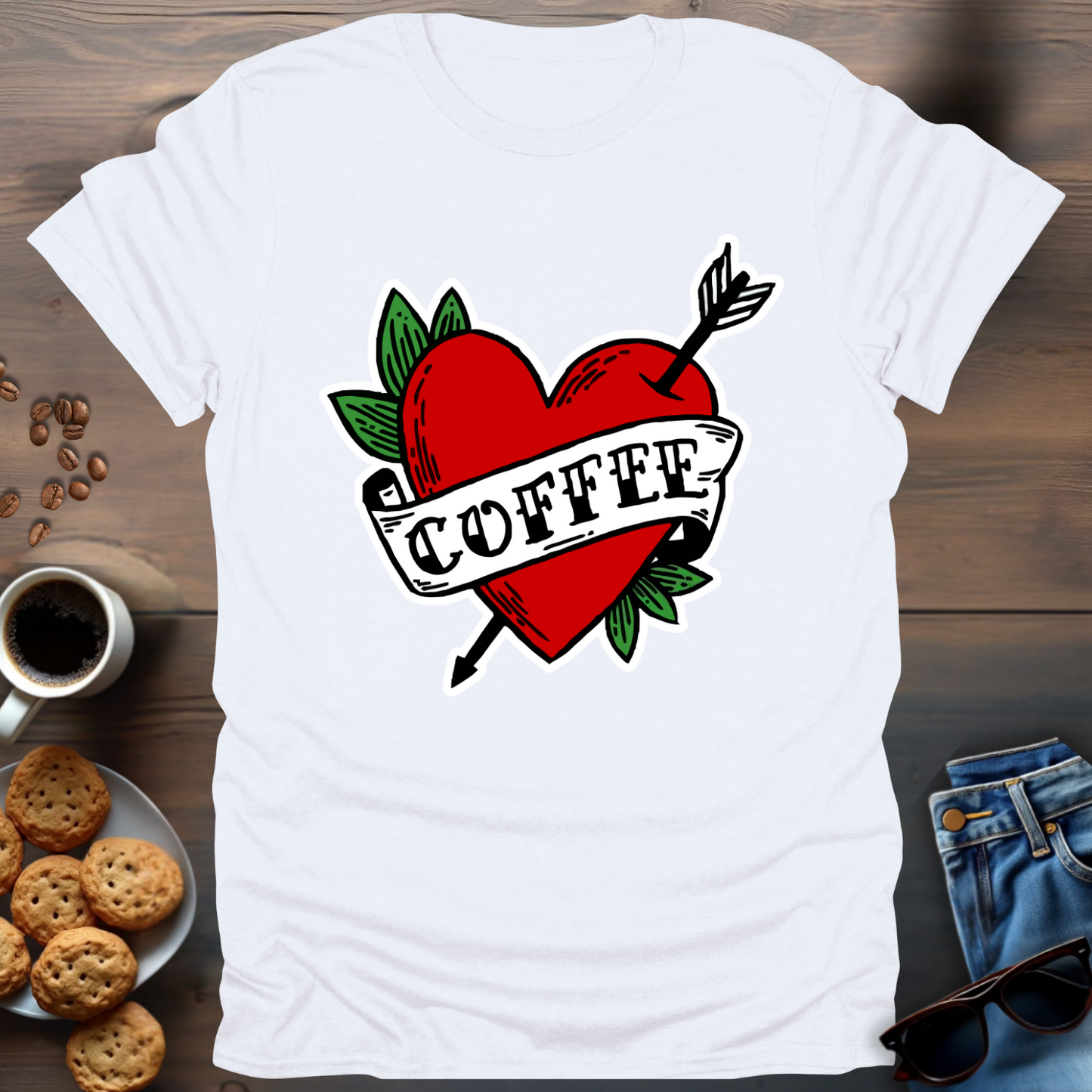 Coffee Heart Arrow T-Shirt