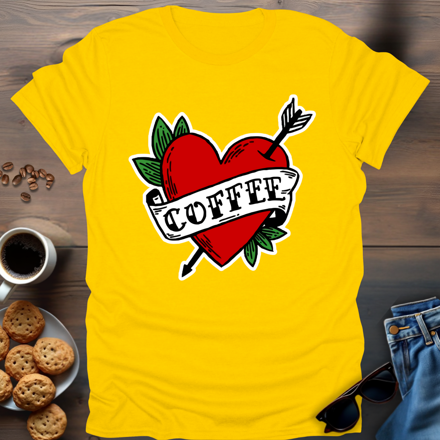 Coffee Heart Arrow T-Shirt